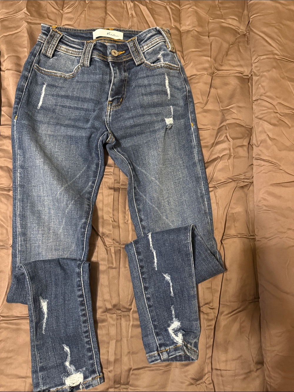KanCan Distressed Skinny Jeans in Blue Wash